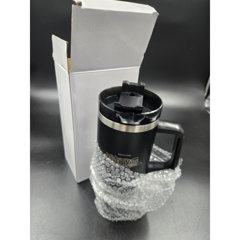 Konami Yu-Gi-Oh! TCG Matte Black Stainless Steel Travel Mug Tumbler with Handle